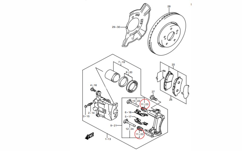 chụp bụi ắc piston phanh trước Suzuki Ertiga 55201-61J00-000