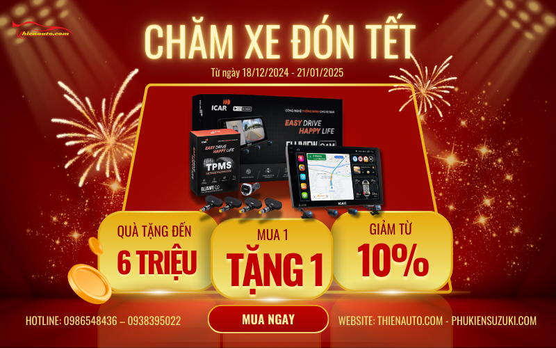 Chương trình chăm xe đón Tết 2025 khuyến mãi khi mua cảm biến áp suất lốp và màn hình Android