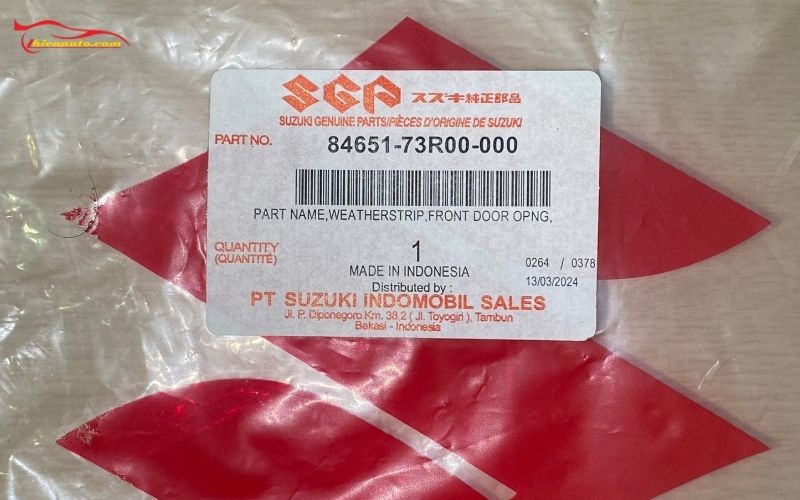 Mã tem phụ tùng ô tô Suzuki chính hãng sản xuất tại Indonesia