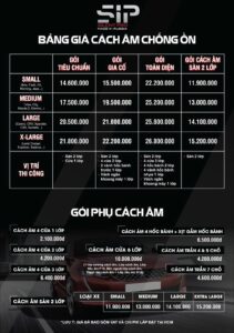 Bảng giá cách âm chống ồn Thiện Auto vật liệu SIP (tham khảo)