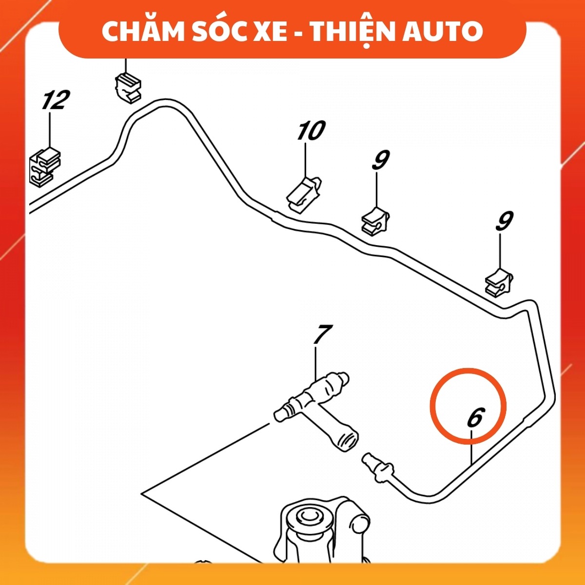 Ống dầu ly hợp Suzuki - 23830-73R20-000 là bộ phận số 6