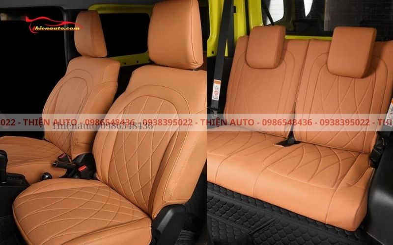 Mẫu bọc ghế da Suzuki Jimny hot 2024 màu cam 