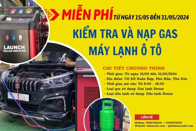 Kiểm tra và bơm gas máy lạnh ô tô tại Thiện Auto