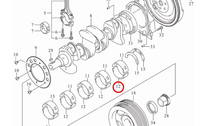 Thông số kỹ thuật bạc trục cơ dưới XL7/XL7 Hybrid Thông số kỹ thuật bạc trục cơ dưới XL7/XL7 Hybrid