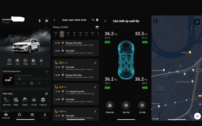 Điều chỉnh cảm biến áp suất lốp Sorento 2021 trên điện thoại