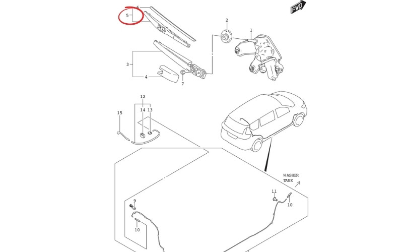Chổi gạt mưa sau Suzuki Ertiga/Ertiga Hybrid 38340-73R50-000