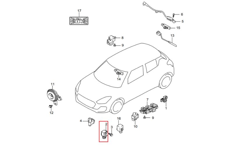 Cảm biến va chạm đầu xe Suzuki Swift 2019 38930-57R10-000