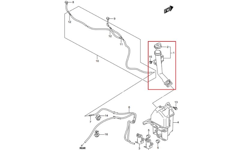 Cổ đổ nước rửa kính Suzuki Swift 2019 38402-52R00-000