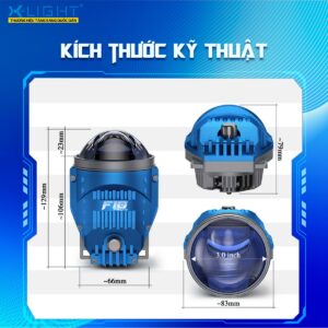 Kích thước kỹ thuật đèn bi gầm X-Light F10 Pro V2
