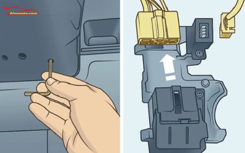 Bước 2: Dùng tua vít phù hợp để tháo ổ khóa ra khỏi cụm.