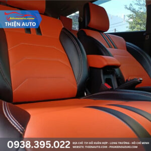 Mẫu may bọc ghế da Suzuki XL7 màu cam nổi bật 