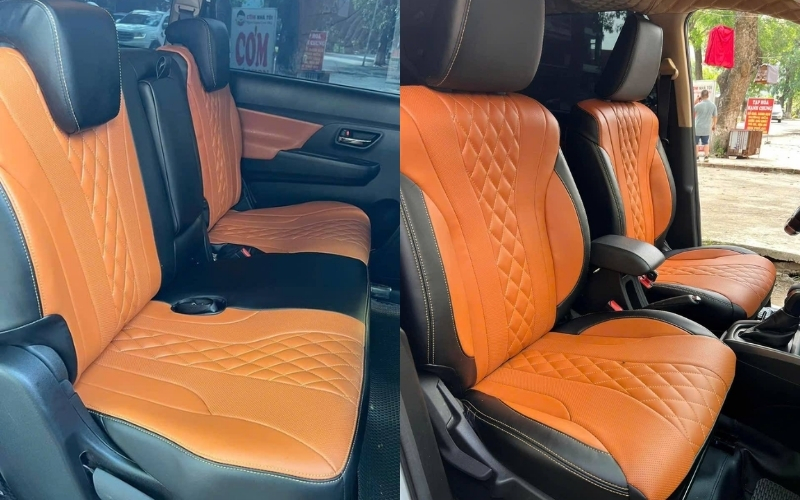 Mẫu ghế da Suzuki Ertiga họa tiết ô vuông và quả trám